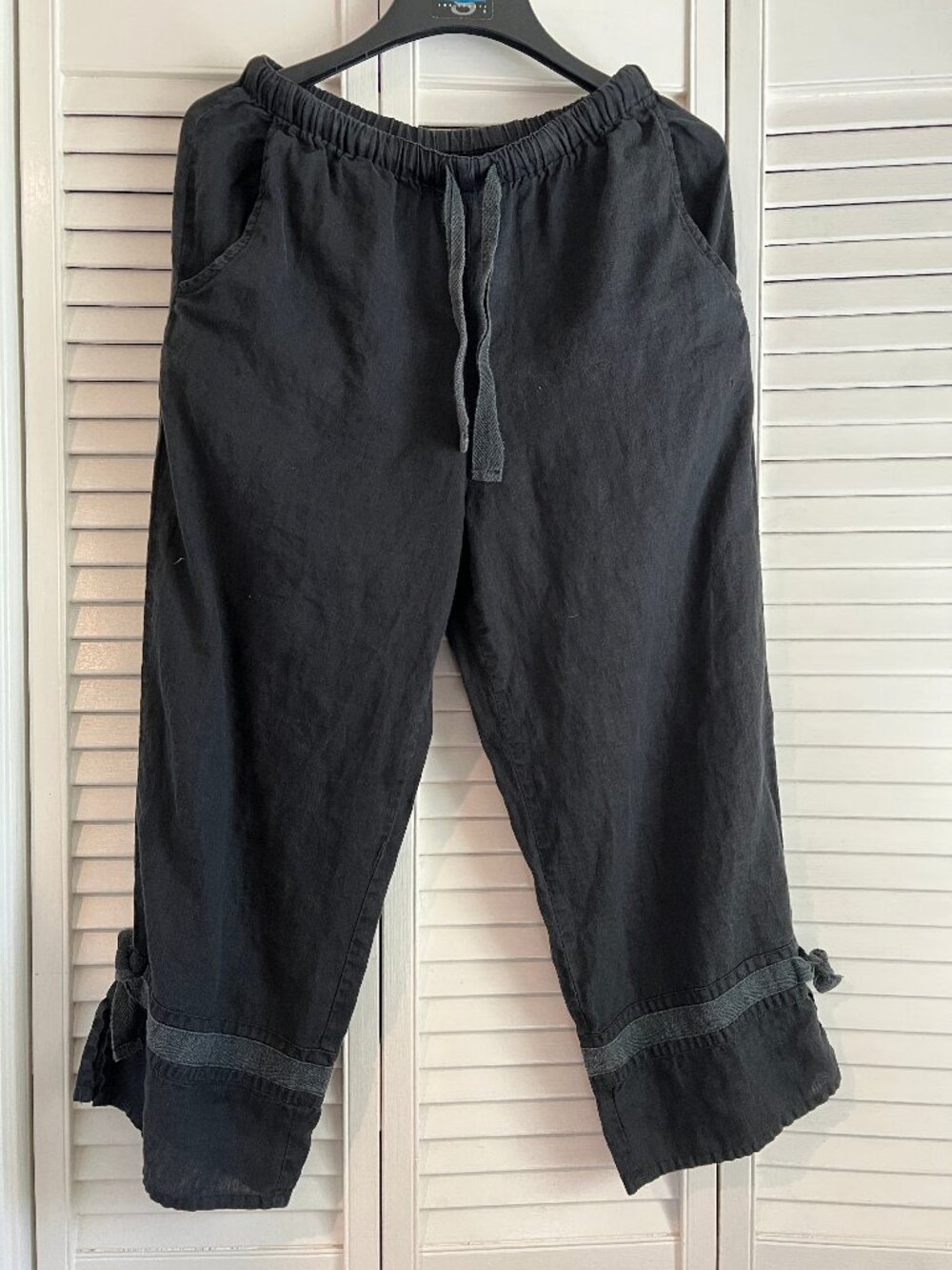 FLAX linen cropped pants charcoal gray SMALL